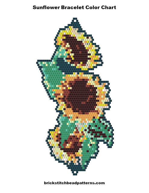 Free Sunflowers Bracelet Bead Pattern Color Chart
