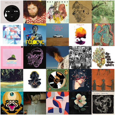 Composite of 25 albums covers that in the Travelmarx Spring 2022 playlist.