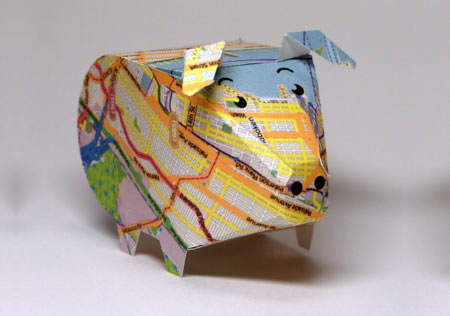 Street Map Piggy Bank Paper Toy