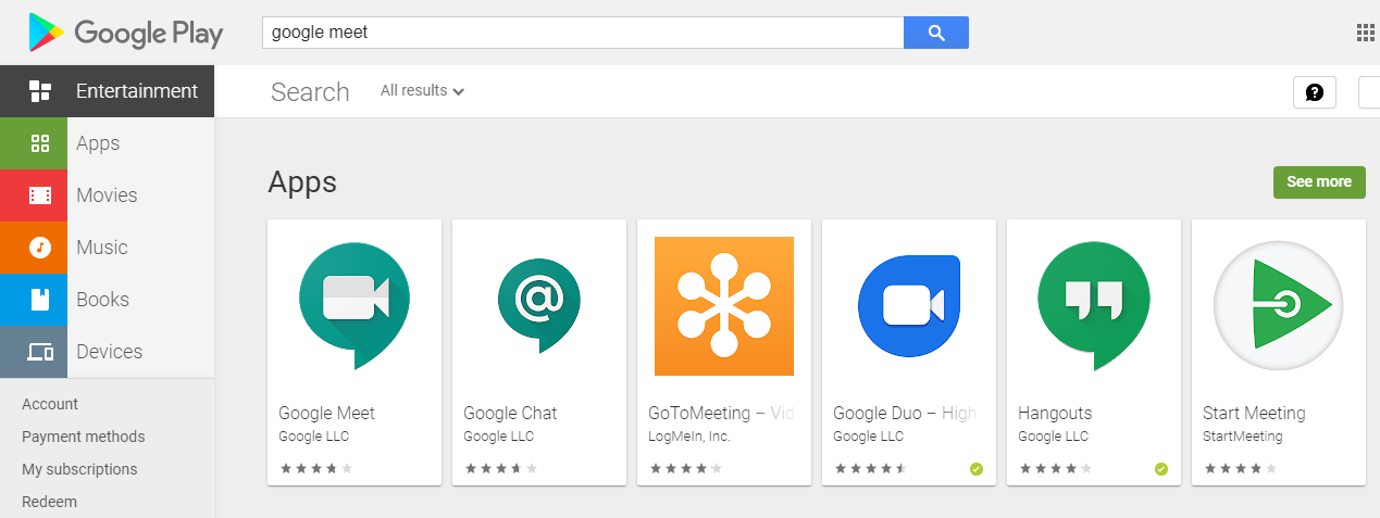 download google meet from google playstore