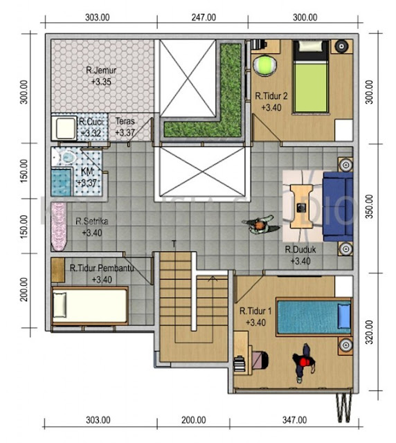 Denah rumah minimalis 3 kamar tidur