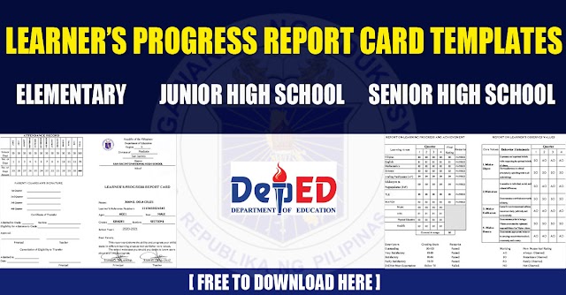 SF9-School Form 9 [ Learner's Progress Report Card ] Templates for Elementary, Junior High School and Senior High School