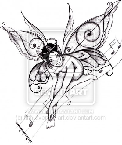 Fairy on Fairy Tattoo Designs That Show Fairies Along With Flowers  Vines