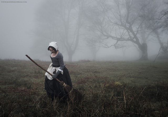 Samhain Blessings, 18th century witch, Misty Moors, Handmade Besom Broom, Aker Dantzaria, Mandragoreae by Victoria Francés