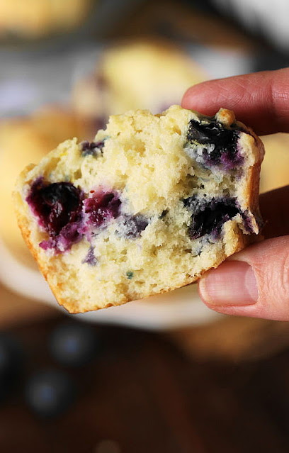 Inside Texture of a Buttermilk Blueberry Muffin Image