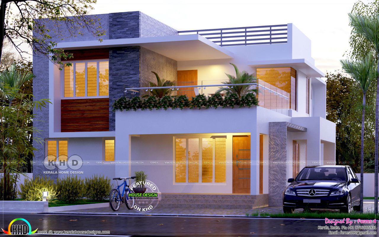 4 bedroom modern flat roof house plan - Kerala home design ...