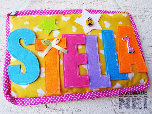 Handmade Nel: Табелка за име от плат "Stella"