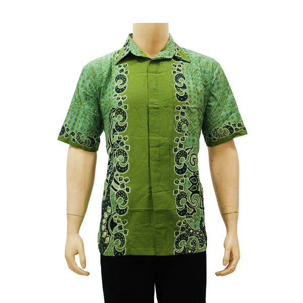 Desain Kemeja batik pria kombinasi kain polos lengan 