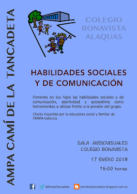 cartel charla habilidades sociales ampa colegio bonavista alaquas