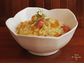 Risotto de calabaza, salchichas y queso – Sausage pumpkin  risotto  