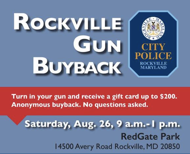 ‘Gun Buyback’ Event Will Be Held in Rockville on Saturday, Aug. 26, with Up to $200 in Gift Cards Awarded in Exchange