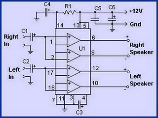  Skema  audio power amplifier Rangkaian TDA1554 Audio 