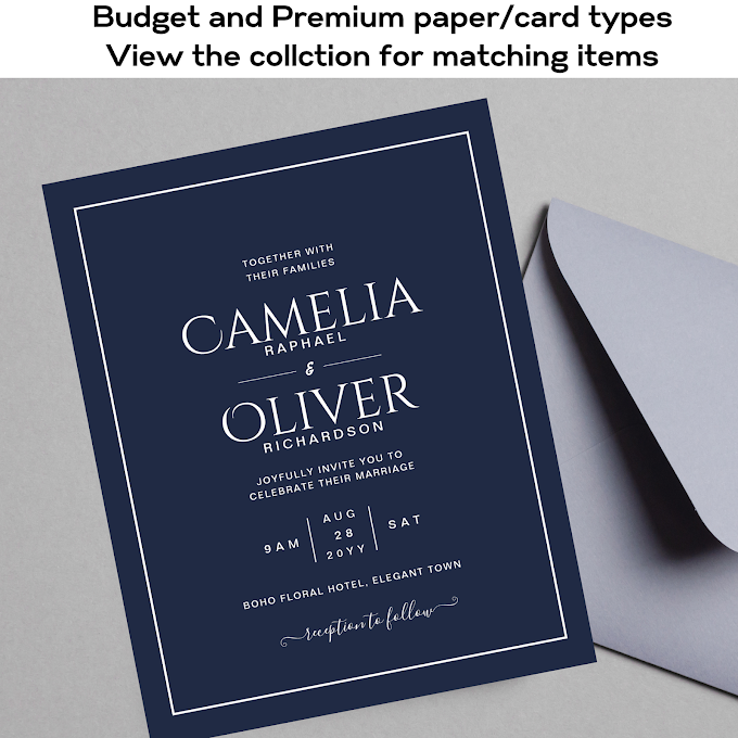 Cheapest Wedding Invitations 0.28 Zazzle - Navy blue and white modern classic