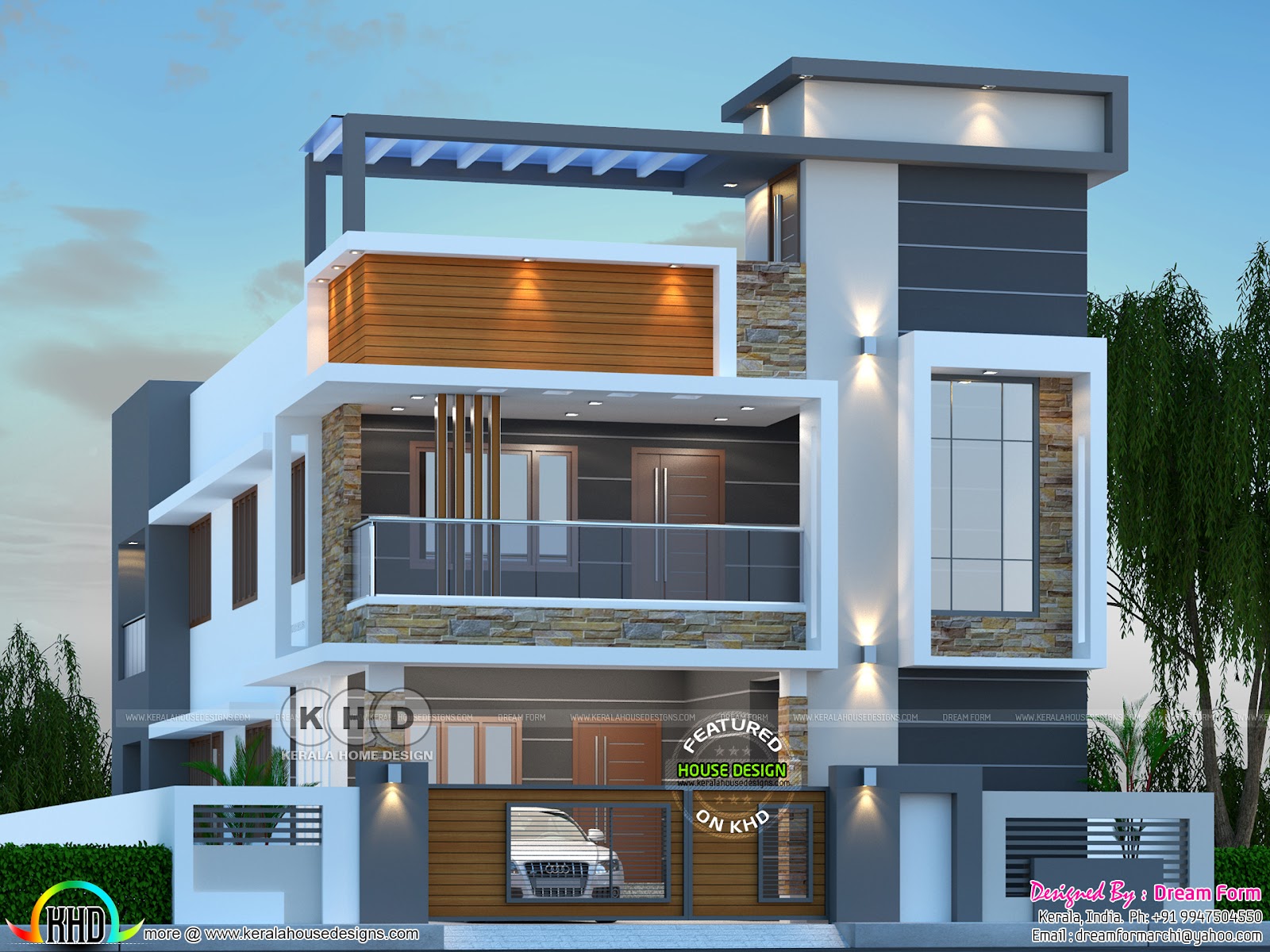 4 Bedrooms 3200 Sq Ft Modern Duplex Home Design Kerala Home Design