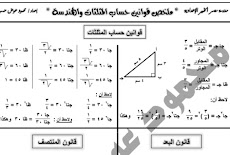 ملخص قوانين الهندسة وحساب المثلثات واسئلة متنوعة وامتحان تجريبى للصف الثالث الاعدادى ترم اول 2018 مستر محمد عوض