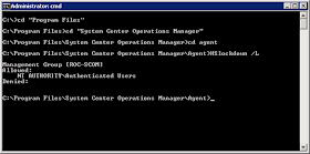 System Center Operations Manager 2012 HSlockdown /A NT Authority\SYSTEM