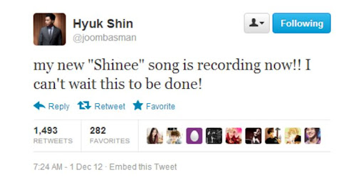 Producer Shin Hyuk tweets about SHINee's new song 12121