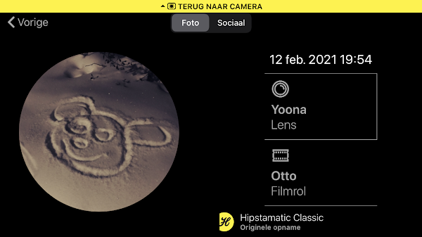 Screenshot Hipstamatic-instellingen Yoona + Otto