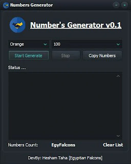 برنامج توليد ارقام الموبايل المصرية بشكل عشوائى Phone numbers generator