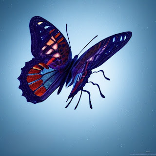 beautiful Dark Blue and red colour combination Butterfly pic