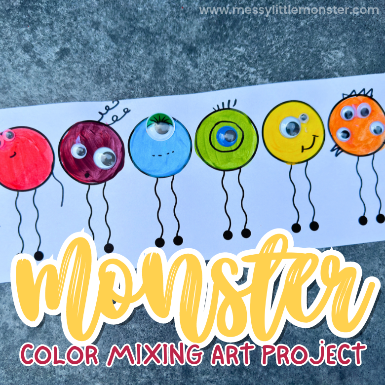 mixing colors for kids - monster art project