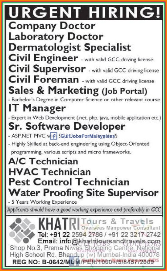 GCC Urgent Job Vacancies