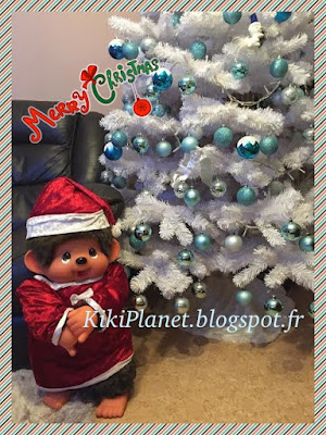 Robe de Noël et chapeau de Noël pour Monchhichi géant, 80 cm, toys, vintage, kiki, kiki le vrai, handmade, couture, fait main