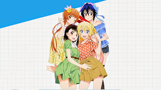 Tapeta Full HD z Nisekoi. Na tapecie bohaterki Marika Tachibana, Seishirou Tsugumi, Kosaki Onodera oraz Chitoge Kirisaki