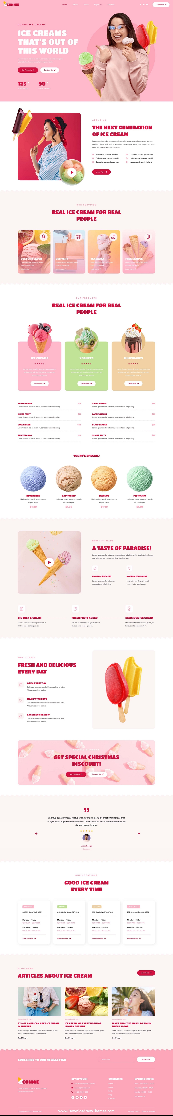 Connie - Ice Cream Shop Elementor Template Kit Review