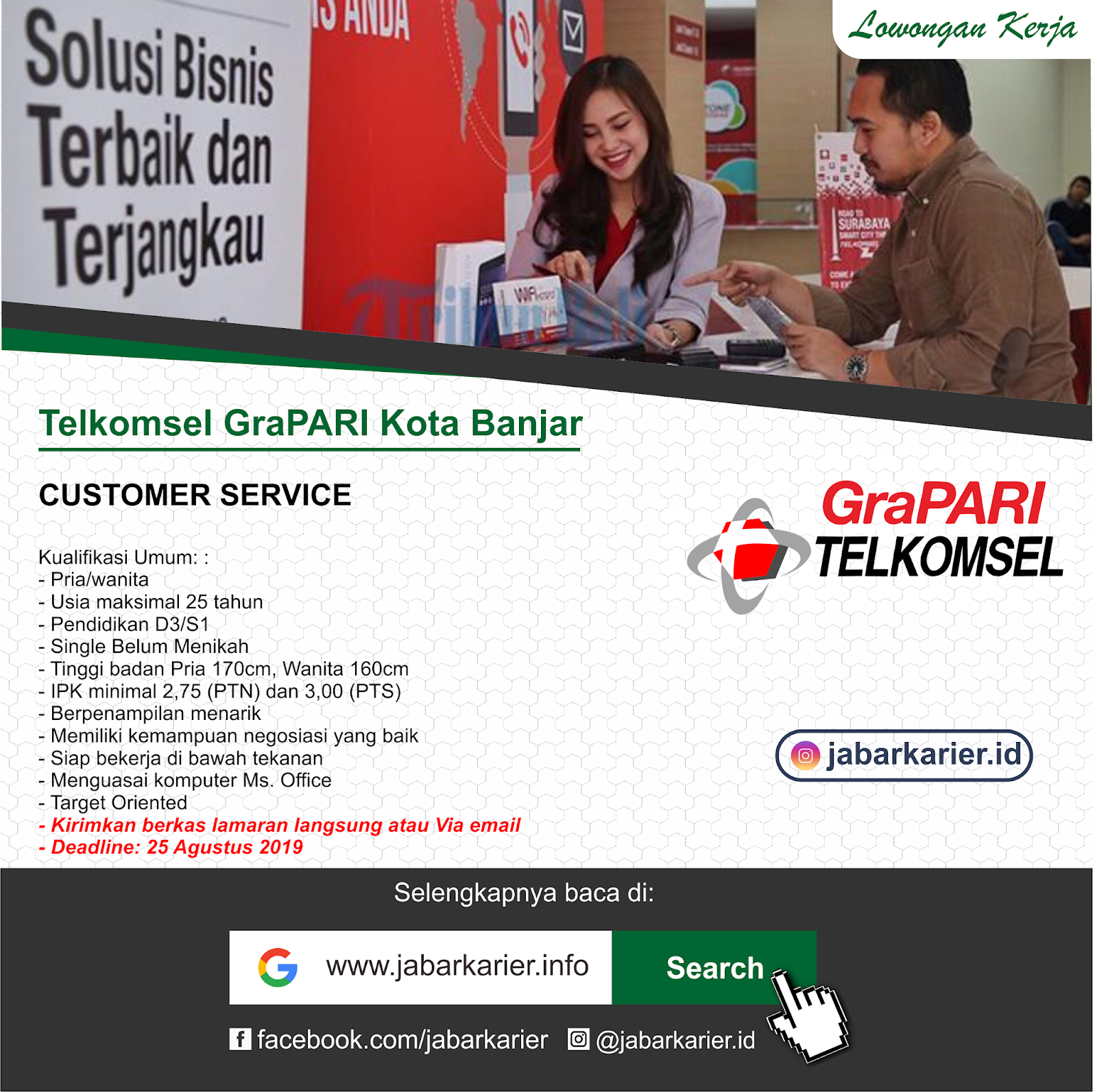Loker Telkomsel GraPARI Kota Banjar Agustus 2019 ...