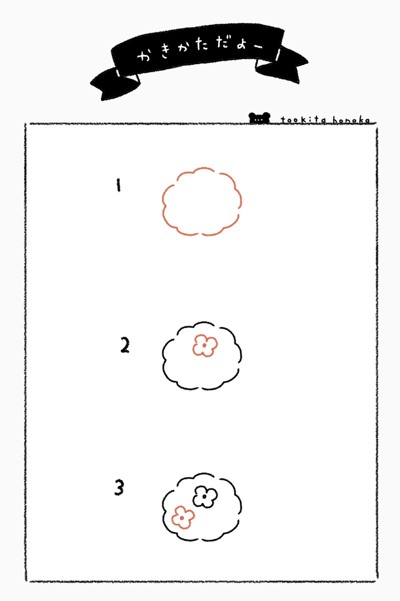 紫陽花 あじさい の簡単かわいいイラスト 絵の描き方 梅雨 6月 ゆるい 手書き ボールペン 手帳用 遠北ほのかのイラストサイト