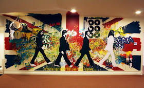 the Beatles Union Jack Rock and Roll Painted Wall Mural