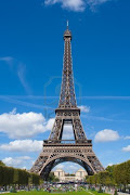 Paris Tower (eiffel tower paris france on beautiful day with blue skies)