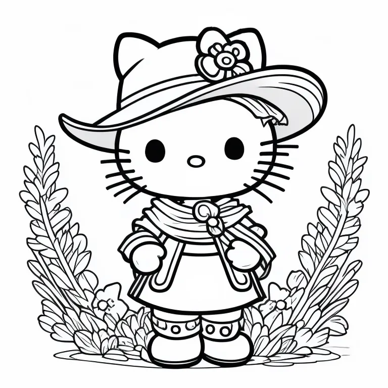 Desenho Infantil Hello Kitty Camponesa para Imprimir e Colorir