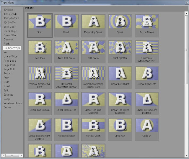 Sony Vegas Video editor has a lot of transition available for use.