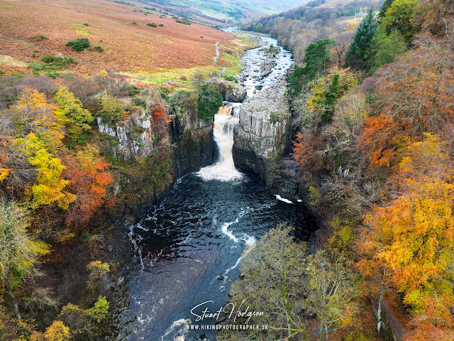High Force waterfall walk route map best view car park bowlees