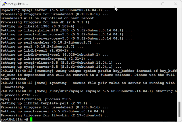 Instal mysql-server selesai