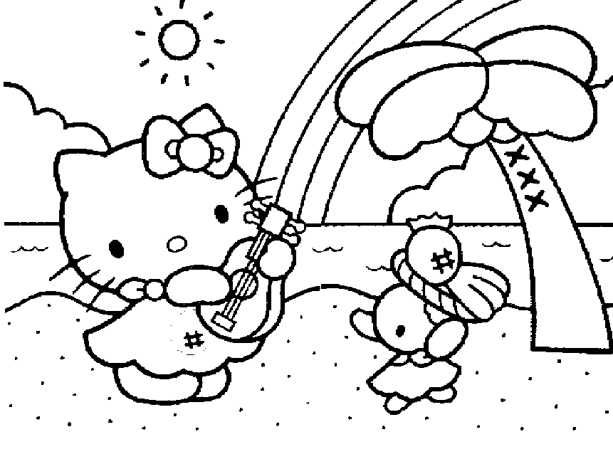 Free Hello  Kitty  Coloring  Pages  Team colors
