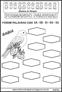 Atividades de alfabetização,formação de palavras