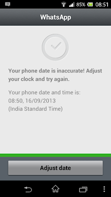 WhatsApp error Your Phone date is inaccurate