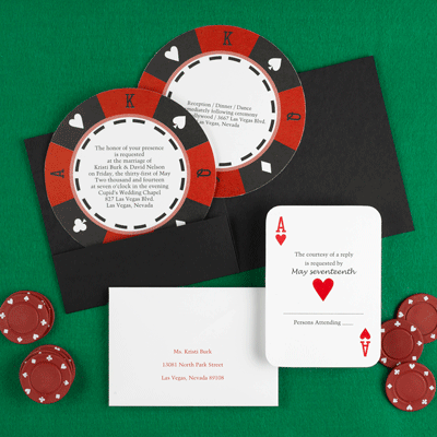 Playing Card Wedding Invitations on Of Hearts Wedding Invitations   Las Vegas Style Destination Wedding