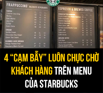 TẠI SAO NGƯỜI TA GỌI STARBUCKS LÀ BẬC THẦY MARKETING? _____________  Dù mức giá và sản phẩm sẽ được thay đổi linh hoạt tùy theo khu vực và mục đích, nhưng tất cả menu của Starbucks đều tuân thủ 4 triết lý mà chuỗi cà phê lớn nhất thế giới này đã đúc kết sau gần 50 năm kinh doanh.  1. Giữa là tốt nhất Có thể bạn không để ý, nhưng các sản phẩm ở giữa luôn được người dùng ưu ái: - Nếu có 4 toilet đang trống, 60% sẽ lựa chọn 2 vị trí giữa. - Tại siêu thị, các sản phẩm ở kệ giữa luôn có doanh thu cao hơn ít nhất 8%. - Thậm chí đối với người ra quyết định, 55% câu trả lời đúng thường rơi vào đáp án giữa trong các bài thi trắc nghiệm.  Tại sao con người lại thích vị trí ở giữa như thế? Đó chính là định kiến tâm lý mà Starbucks đã nhận ra. Chỉ cần 0,05 giây để một thông tin được ghi lại trong tiềm thức, nhưng 0,03 – 0,04 giây đó là dành cho các thông tin nằm giữa. Càng quan sát nhiều, bạn sẽ càng thích, và khi càng thích, bạn sẽ tiếp tục quan sát.  Đa phần khách ngay lập tức bị thu hút bởi những sản phẩm ở giữa, và khi "áp lực" lựa chọn bị cả nhân viên và những người đằng sau đặt lên vai, họ sẽ nhanh chóng chọn sản phẩm đầu tiên mà họ nhìn thấy.  Thậm chí đối với những khách hàng đã nghĩ sẵn trong đầu món mà họ sẽ gọi, tiềm thức của họ vẫn sẽ bị những sản phẩm ở giữa "lay động". Chính vì thế, Starbucks sẽ chủ động quảng cáo những thức uống có tỷ suất lợi nhuận cao, sản phẩm mới ra, sản phẩm theo mùa… ngay giữa menu.  2. Từ "Short" lên "Grande" "Hiện tượng thỏa hiệp" là một đặc điểm tâm lý khá đặc trưng khi khách hàng không muốn chọn sản phẩm đắt nhất hoặc rẻ nhất.  Theo một cuộc khảo sát, khi có cơ hội lựa chọn giữa 2 sản phẩm (camera), số người dùng chọn sản phẩm 1 và 2 là tương đương nhau. Nhưng khi chiếc camera thứ 3 được đưa vào lựa chọn, hơn 50% người dùng sẽ chọn sản phẩm ở giữa. Để lợi dụng tiềm thức này, sản phẩm mà người bán mong muốn gia tăng doanh thu thường được định giá ngay giữa, với hai sản phẩm rẻ hơn và đắt hơn được định giá một cách "thuyết phục".  Quay lại Starbucks, cho đến những năm 1990, Starbucks thường có 3 kích cỡ: Short, Tall và Grande, và cũng không quá bất ngờ khi Tall là sự lựa chọn phổ biến nhất. Biết được xu hướng này, Starbucks cố tình "giấu" kích cỡ Short trên menu và thêm 2 size lớn: Venti và Trenta. Ngay lập tức, Grande trở thành lựa chọn "hợp lý" nhất trong mắt khách hàng.  Nhưng vị trí không phải là tất cả, vì người dùng luôn nhìn mức giá ở giữa trước, Starbucks sẽ tận dụng thời cơ này để áp dụng chiến thuật "giá mỏ neo", nhằm hướng người dùng đến sản phẩm mà họ muốn bán. Trên lý thuyết, 3 sản phẩm có 3 mức giá khác nhau sẽ cùng chia sẻ doanh thu khoảng 33% mỗi loại:  Nhưng tại Starbucks, tuy mức giá được quảng cáo của ly Tall và Grande không thay đổi, Venti sẽ được giảm xuống để tạo nên sự khác biệt giữa Tall - Grande và Grande - Venti. Vô hình trung, mức giá của ly Tall trở nên đắt đỏ và bất hợp lý trong mắt khách hàng, biến 2 sự lựa chọn Grande và Venti trở nên phổ biến hơn cả.  Với chiến thuật này, tổng doanh thu của Starbucks đã tăng 3,7%, từ 267 USD lên 277 USD. Có thể thấy chiến thuật trên thể hiện qua menu thực tế ở dưới.  3. Sự biến mất của ký hiệu USD Bất kể tại một quốc gia nào, menu Starbucks sẽ hoàn toàn không thêm ký hiệu tiền tệ (như $ hay VNĐ) vào giá của sản phẩm. Nghe thật là nực cười, nhưng ký hiệu tiền tệ sẽ khiến người dùng nghĩ tới tiền, và càng nghĩ về tiền, họ sẽ ít muốn sử dụng.  "Cạm bẫy" trên đến từ một nghiên cứu khá nổi tiếng của Đại học Cornell University, trong nghiên cứu này, người tiêu dùng được cho xem cùng một sản phẩm giá 20 USD với 3 cách thể hiện khác nhau: $20.00, 20, và "twenty". Dù cùng chung một ý nghĩa, nhưng doanh số của sản phẩm không có ký hiệu $ cao hơn đến 8,1%.  Theo một chuyên gia tâm lý: "Vì $ là ký hiệu của chi phí, nó không những mang tính tiêu cực mà còn gợi nhắc cho khách hàng rằng họ đang chuẩn bị tiêu tiền." Và như thế, khách hàng khi thấy sự xuất hiện của biểu tượng tiền tệ ngay lập tức thay đổi suy nghĩ của mình về hành động tiếp theo, đa phần sẽ chuyển sang ưu tiên tiết kiệm thay vì mua sản phẩm có chất lượng (hay số lượng) cao hơn.  4. 95 tốt hơn 99? Cũng ở phần giá bán, sản phẩm của Starbucks thường có giá kết thúc bằng "95" hay vì "99" (còn tại Việt Nam là "5000 VNĐ" thay vì "9000 VNĐ").  Đây là một yếu tố khiến không ít chuyên gia và người dùng bất ngờ khi con số "9" được đánh giá rất cao trong bán lẻ: - Sản phẩm kết thúc với ".99" thường có doanh số cao hơn, trong nhiều trường hợp là cao hơn đến 48%. - Mức giá ".99" cũng khiến khách hàng không làm chủ được ngân sách của mình, dẫn đến việc chi tiêu quá đà.  Tuy nhiên, cũng vì con số 9 đã được sử dụng quá nhiều, nên các sản phẩm kết thúc bằng "9" sẽ được người dùng gán mác "giá rẻ", chính vì thế, Starbucks quyết định sử dụng "5" để thể hiện đẳng cấp.  Ngoài ra, Starbucks cũng thường tự định vị mình nằm trong phân khúc "cao cấp" của ngành cà phê. Người dùng mua Starbucks không phải để tiết kiệm vài đồng bạc lẻ, họ luôn sẵn sàng chi thêm tiền để có một ly cà phê chất lượng. Dù giảm từ 2,99 USD xuống 2,95 USD có thể làm Starbucks đánh mất 1,33% doanh thu, nhưng đó là một chi phí không đáng kể để khẳng định hình ảnh Starbucks trong mắt khách hàng. _________________ Thanh Sang | Trí thức trẻ