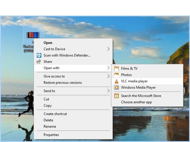 Open Video with VLC Media Player