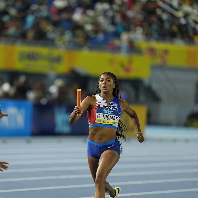 World Athletics @WorldAthletics 6 พ.ค. 2024 Gabby Thomas appreciation post 👏  4x100m 🥇  4x400m 🥇 including a 49.58 split ‼️
