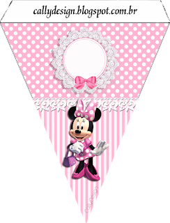 Minnie with Pink Stripes Free Printable Banner.