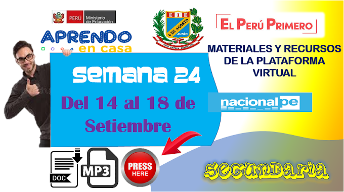 MATERIALES Y RECURSOS del Lunes 14 al 18 de Setiembre