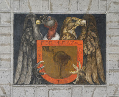 Escudo Universidad Nacional de México, atribuido a Jean Charlot, 1923. Fresco.