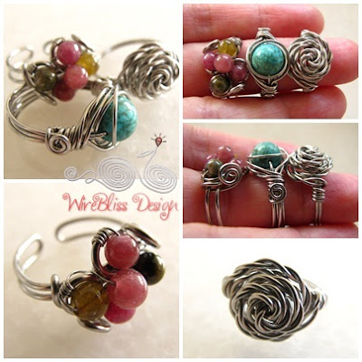 Twice Around the World (TAW) Wire Wrap Ring (Turquoise) and Wire Wrapped Rings Collection