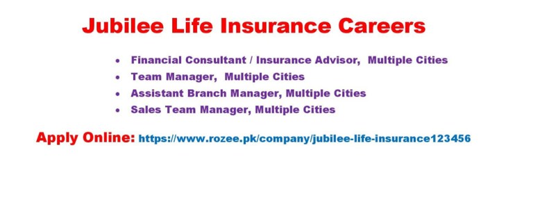 Jubilee Life Insurance Jobs 2021 – Apply Online via Rozee.pk