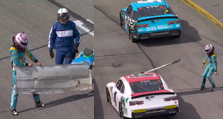 Joey Gase throws bumper at Dawson Cram, NASCAR Xfinity Series ToyotaCare 250, 3/30/2024